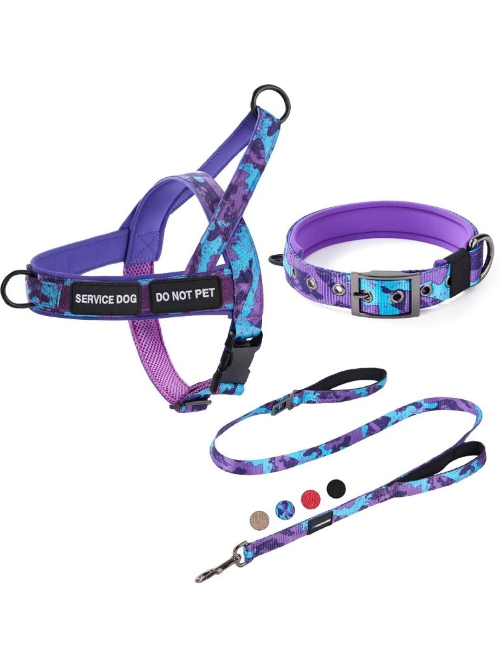 No Pull Dog Harness & Leash Set - Heavy Duty with Double Handle & Car Seatbelt